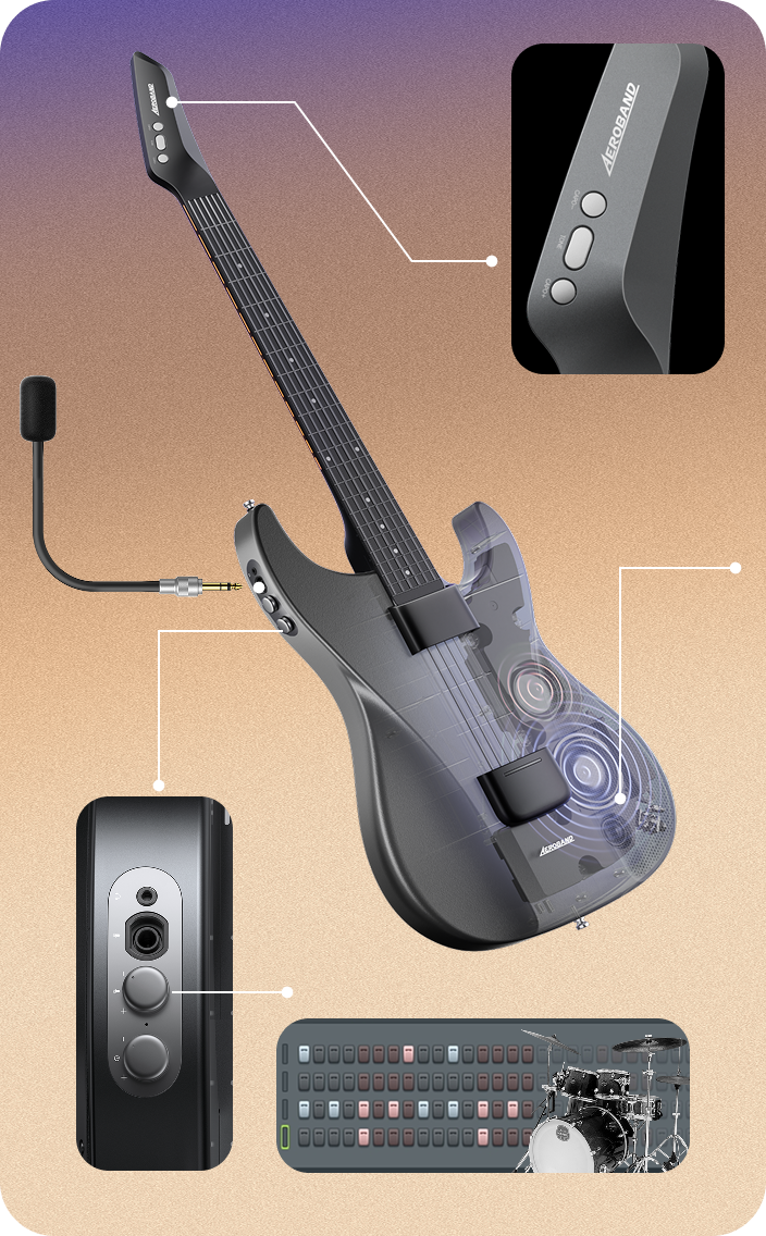AeroBand Guitar-Smart Digital MIDI Guitar, 6 Strings, Full size
